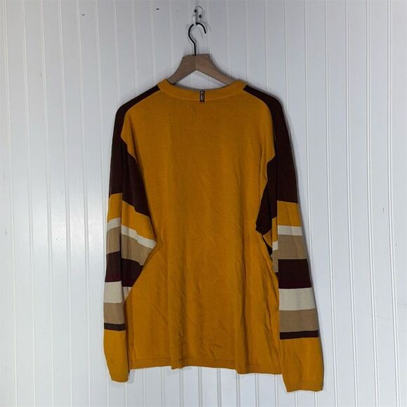 Phat Farm XL 02 Logo Y2K Striped Sweater BrownYellow Faded HipHop VTG Streetwear - Picture 6 of 8